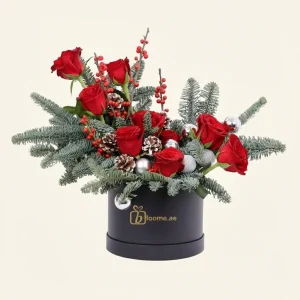 Christmas Scarlet Hatbox Arrangement