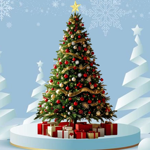 5ft Fresh Christmas Tree – With Stand & Decorations
