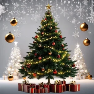 7–8ft Fresh Christmas Tree – With Stand